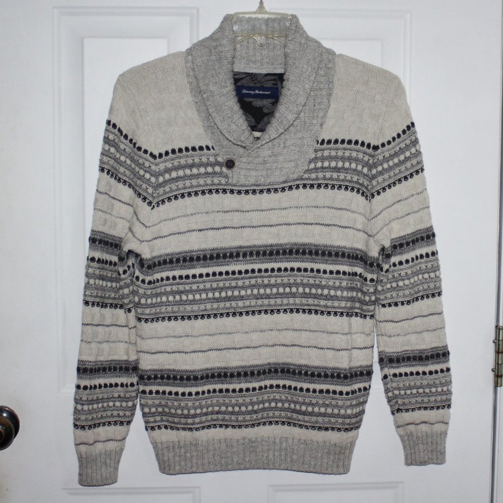 TOMMY BAHAMA shawl collat sweater S